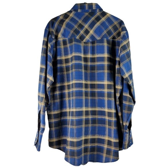 Ely Cattleman Wrinkle Resistant Western Men's Plaid Pearl Snap L/S Shirt Size XL - Picture 2 of 6